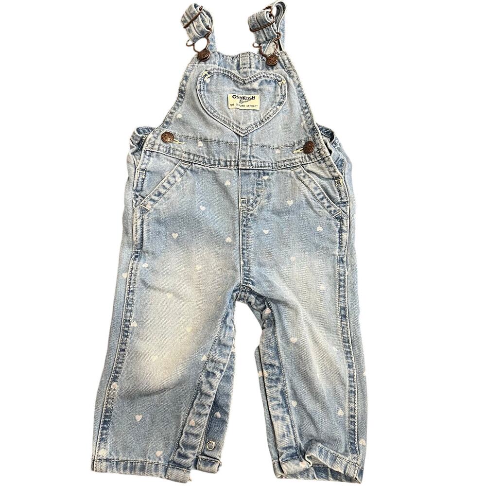 OshKosh Heart Denim Overalls 9 Months